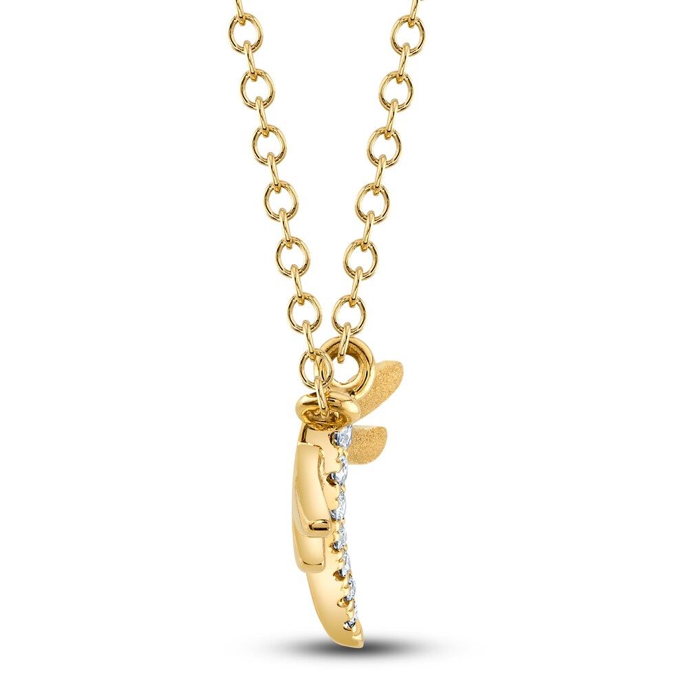 Shy Creation Diamond Accent Dragonfly Necklace Round 14K Yellow Gold 18\" SC55020407V2 lFhrETMM