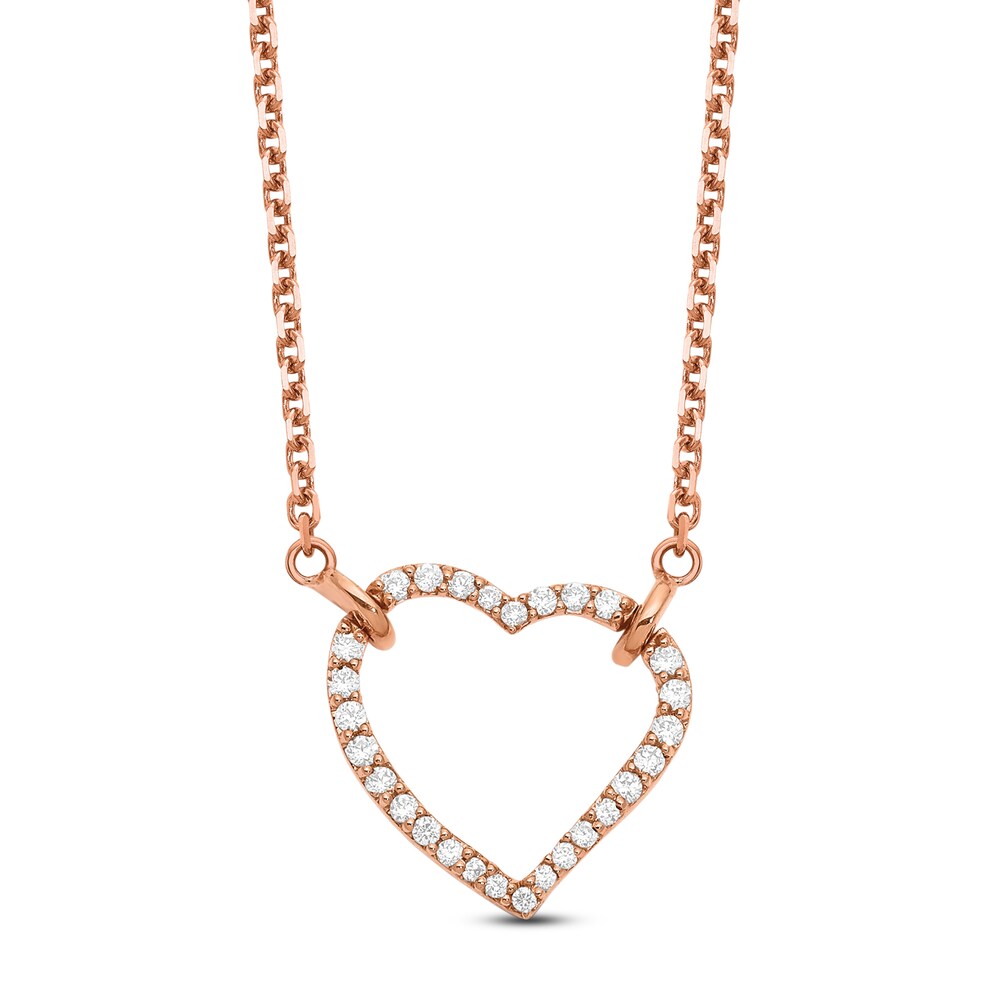 Heart Necklace Diamond Accents 14K Rose Gold lh3xYk1g [lh3xYk1g]