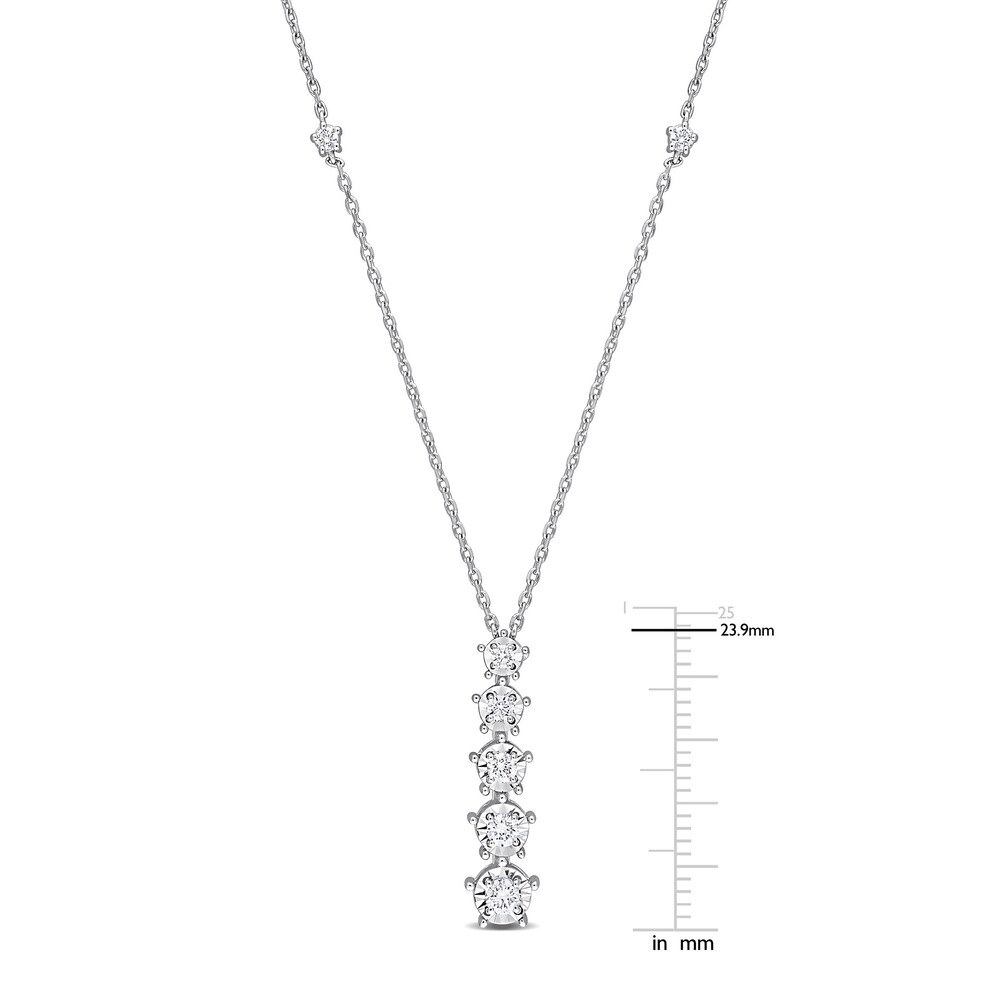 Diamond Lariat Necklace 1/3 ct tw Round 14K White Gold 17\" mAFkX3Gj