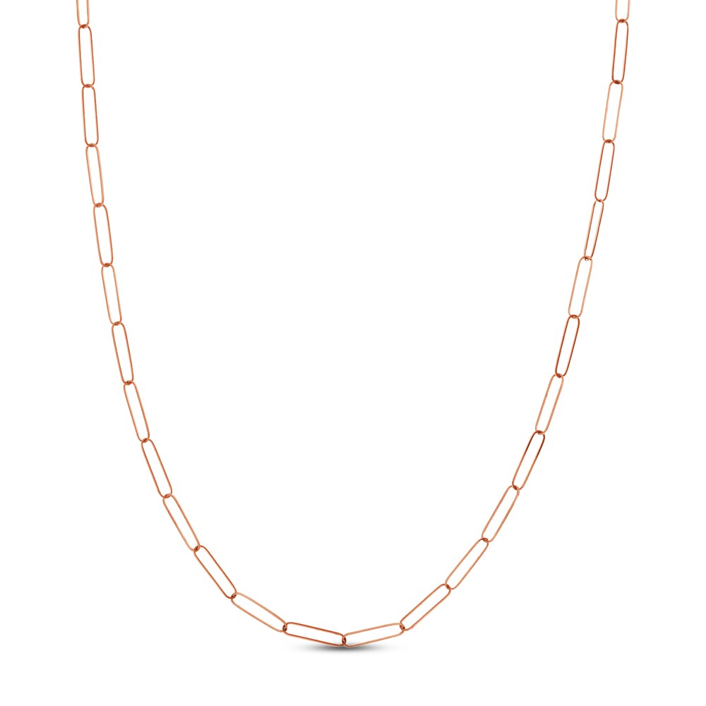 Paper Clip Chain Necklace 14K Rose Gold 30\" miwAwoPB