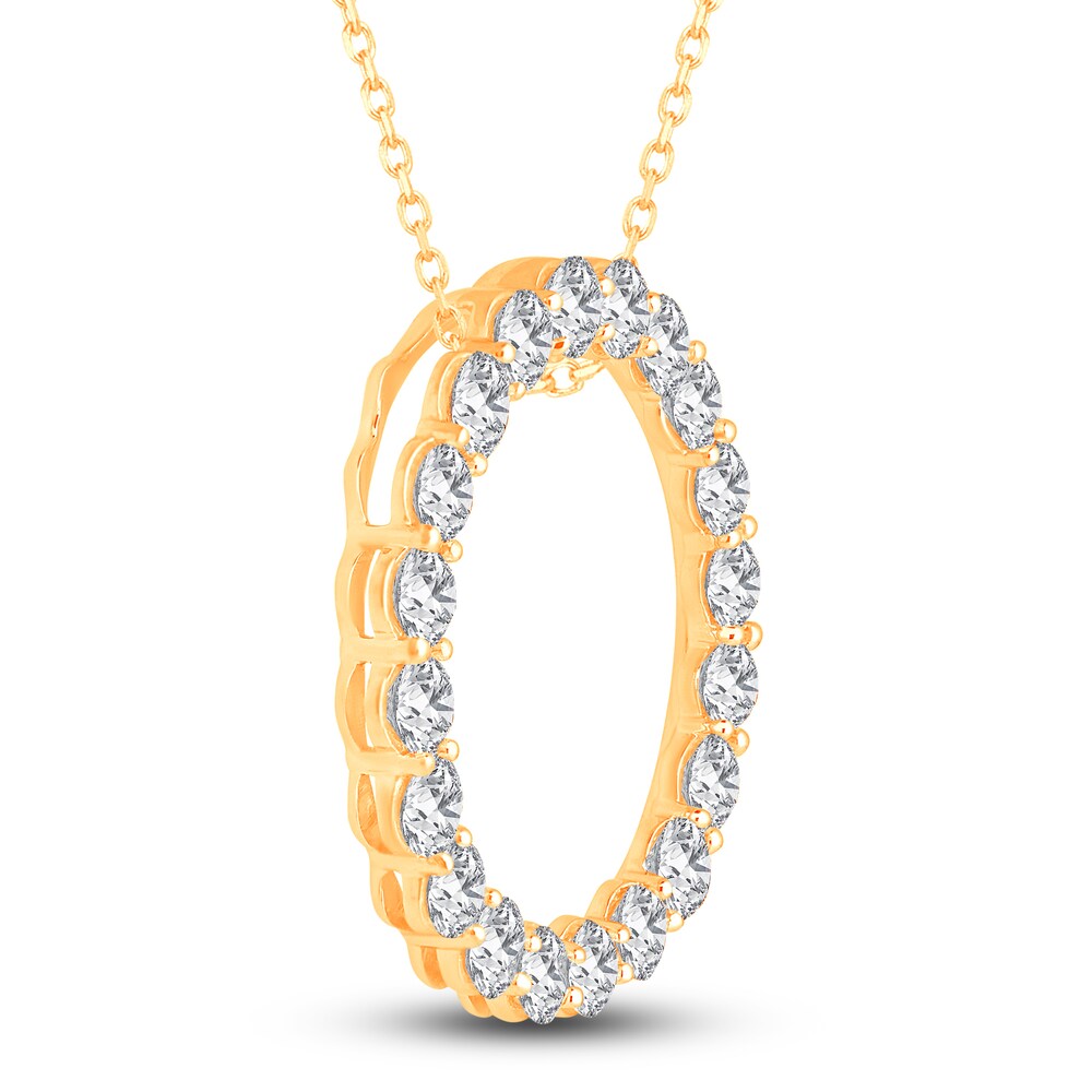 Diamond Circle Pendant Necklace 5 ct tw Round 14K Yellow Gold 18\" mrUx1YDI