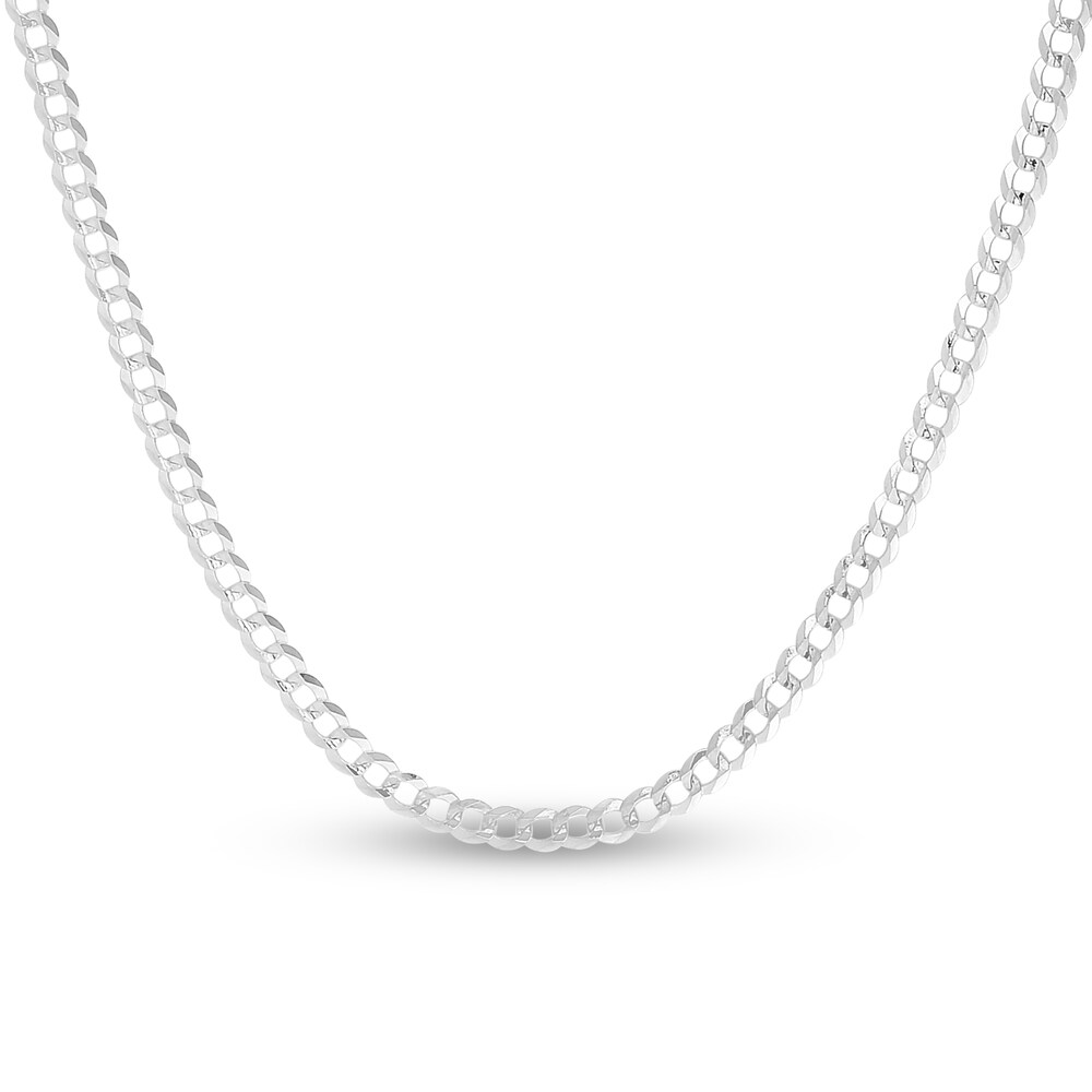 Curb Chain Necklace 14K White Gold 16\" myvMtBUc
