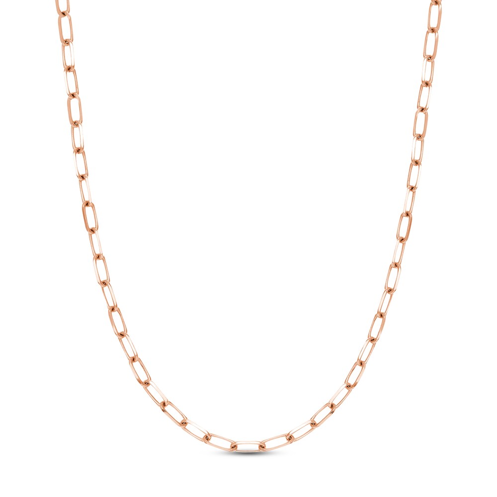 Paper Clip Chain Necklace 14K Rose Gold 24\" n2UarKqW