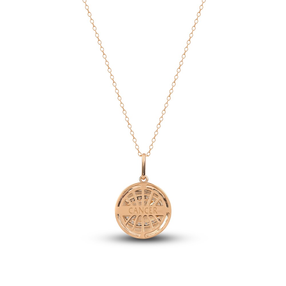 Diamond Cancer Zodiac Pendant Necklace 1/10 ct tw Round 14K Rose Gold nJNunS0j