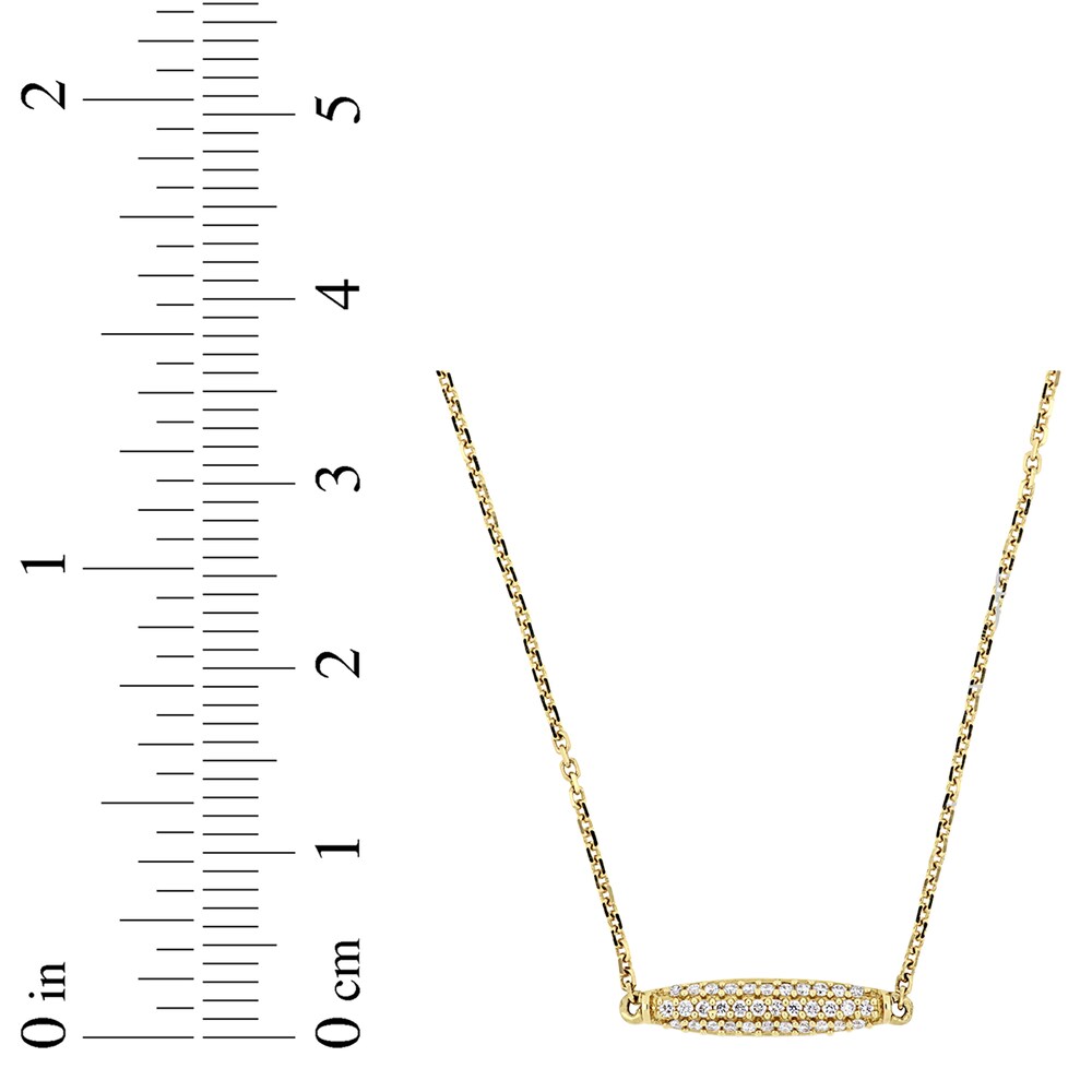 Diamond Bar Necklace 1/10 ct tw Round 14K Yellow Gold 17\" nRK9i8kK