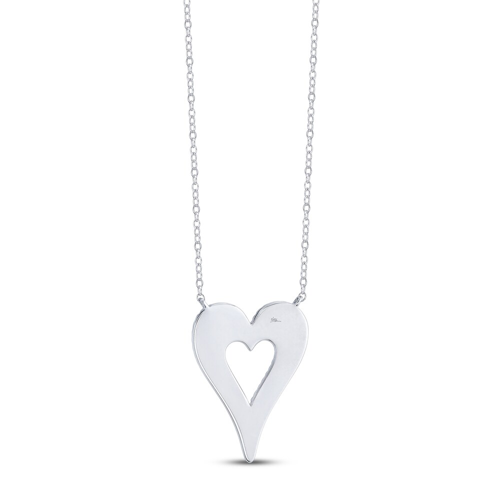 Shy Creation Diamond Heart Necklace 1/3 ct tw Round 14K White Gold JR55001140 ndzaOOdC