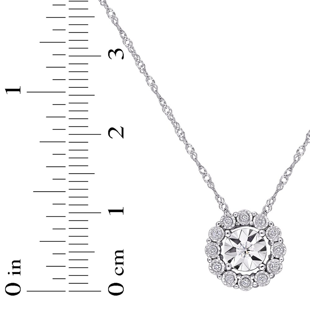 Diamond Circle Necklace 1/8 ct tw Round 14K White Gold 17\" nhnpnc5y