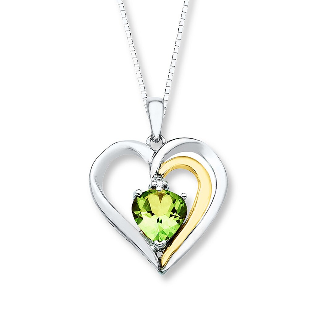 Peridot Necklace Diamond Accent Sterling Silver/10K Yellow Gold ns3PBL4p