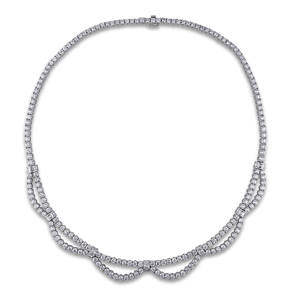 Diamond Necklace 16-1/5 ct tw Round 18K White Gold oRE5zcoW