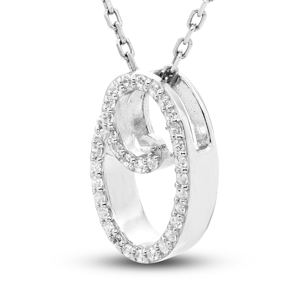 Diamond Initial O Pendant Necklace 1/10 ct tw Round 10K White Gold oZoSiMMz