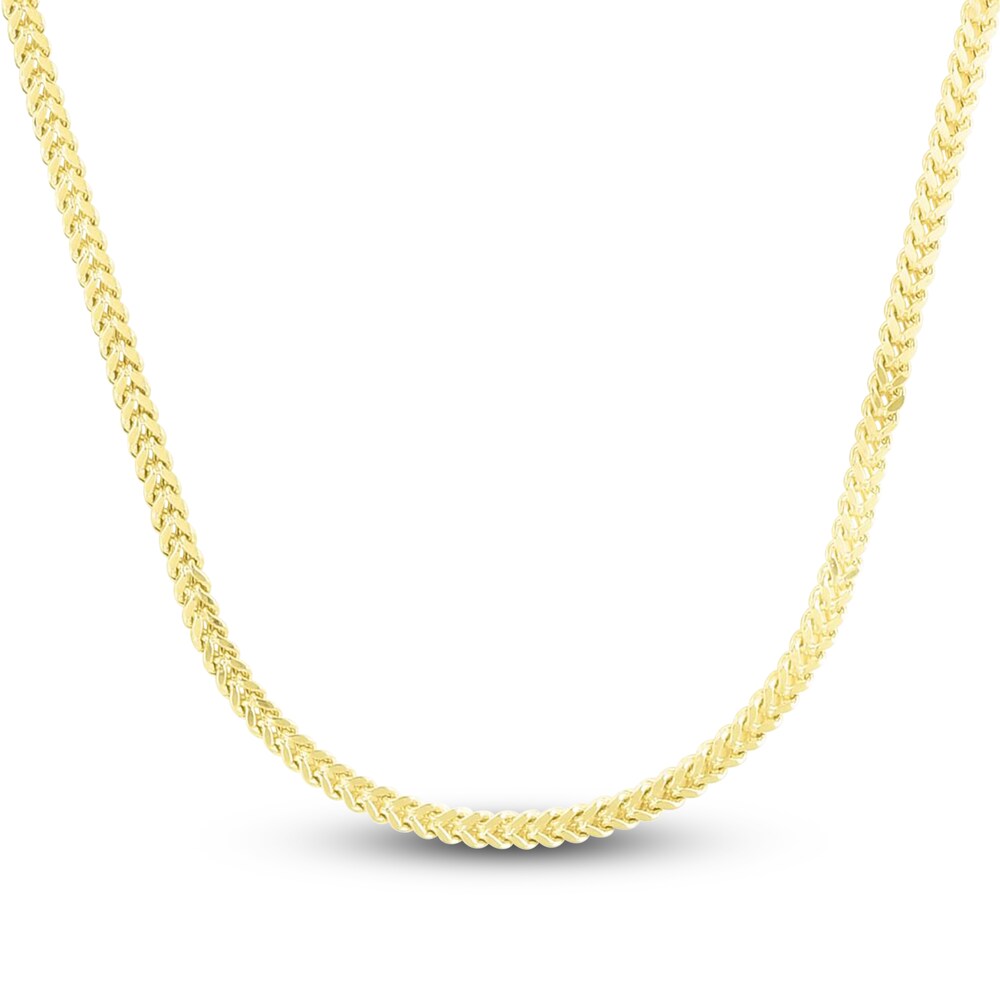 Square Franco Chain Necklace 14K Yellow Gold 26\" oioAElcG [oioAElcG]