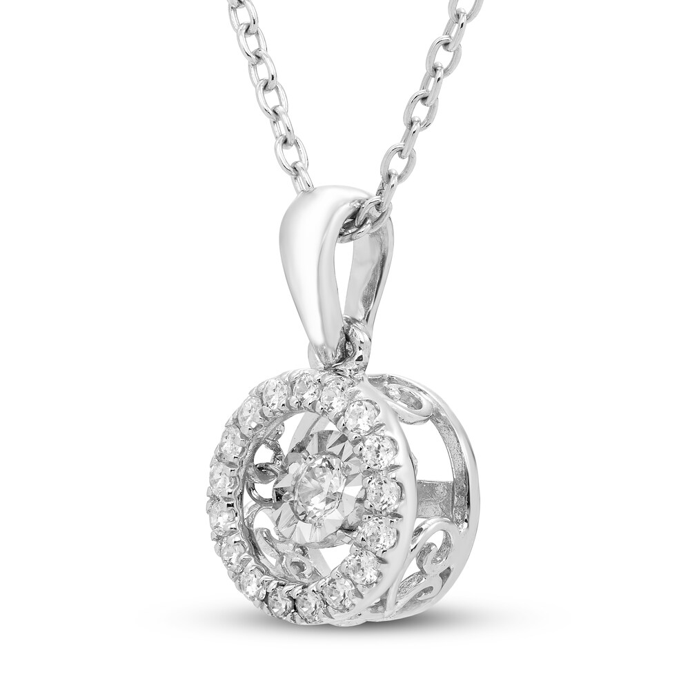 Diamond Necklace 1/5 ct tw Round 10K White Gold olcXIC3B