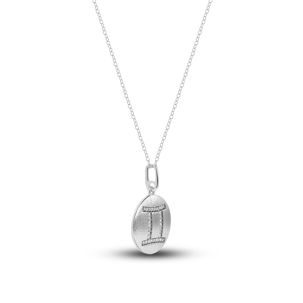 Diamond Gemini Zodiac Pendant Necklace 1/10 ct tw Round 14K White Gold onGEW4uo