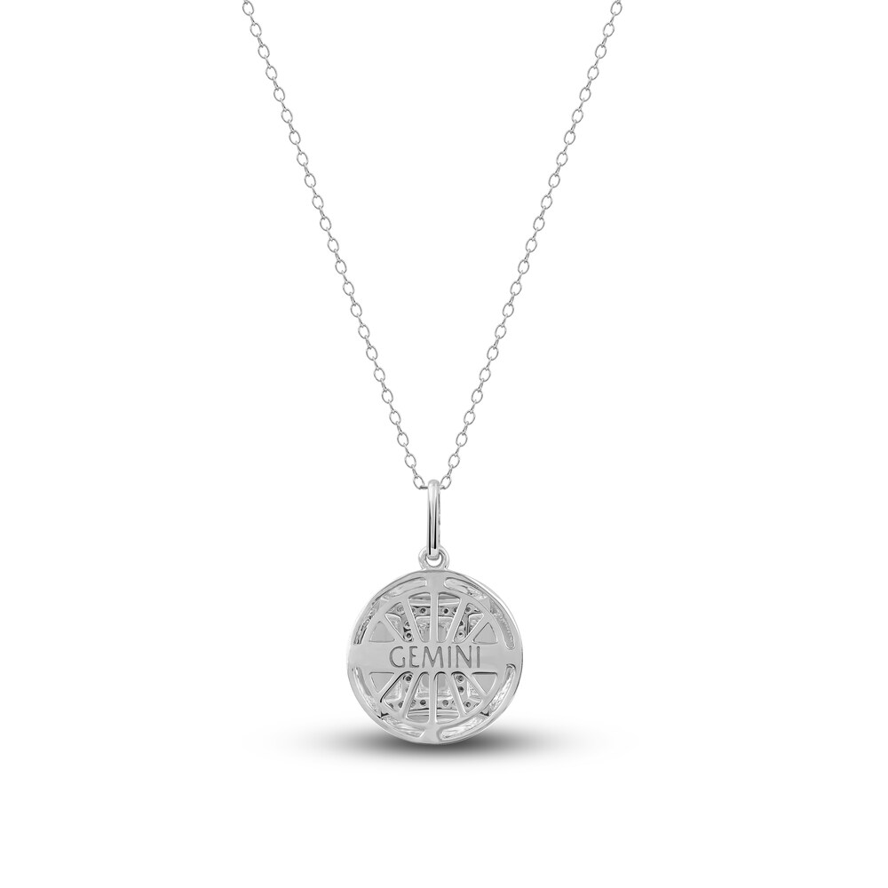 Diamond Gemini Zodiac Pendant Necklace 1/10 ct tw Round 14K White Gold onGEW4uo