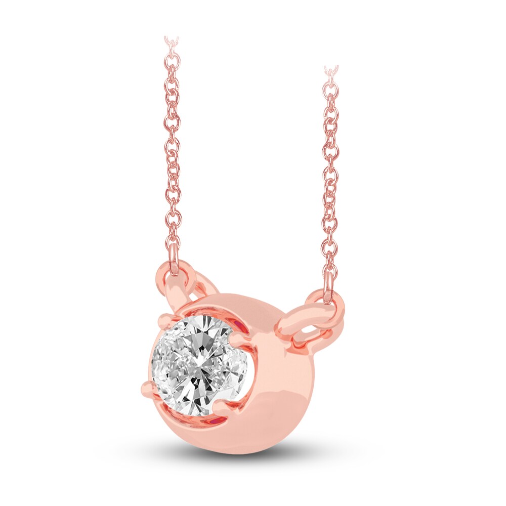 Diamond Pendant Necklace 1/4 ct tw Oval 14K Rose Gold 18\" (I1,I) opmwTwuf