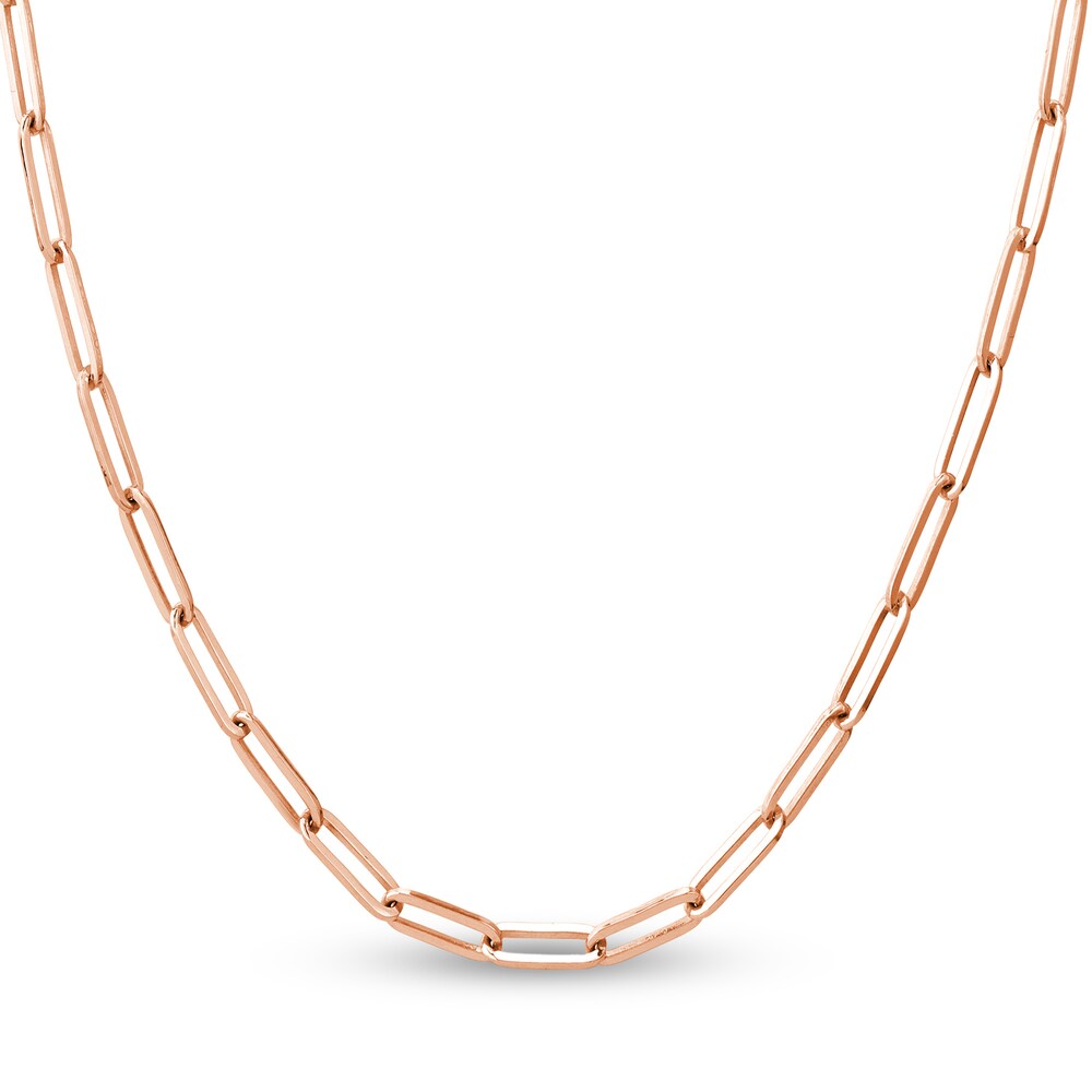 Paper Clip Chain Necklace 14K Rose Gold 24\" pQjfCZVg [pQjfCZVg]