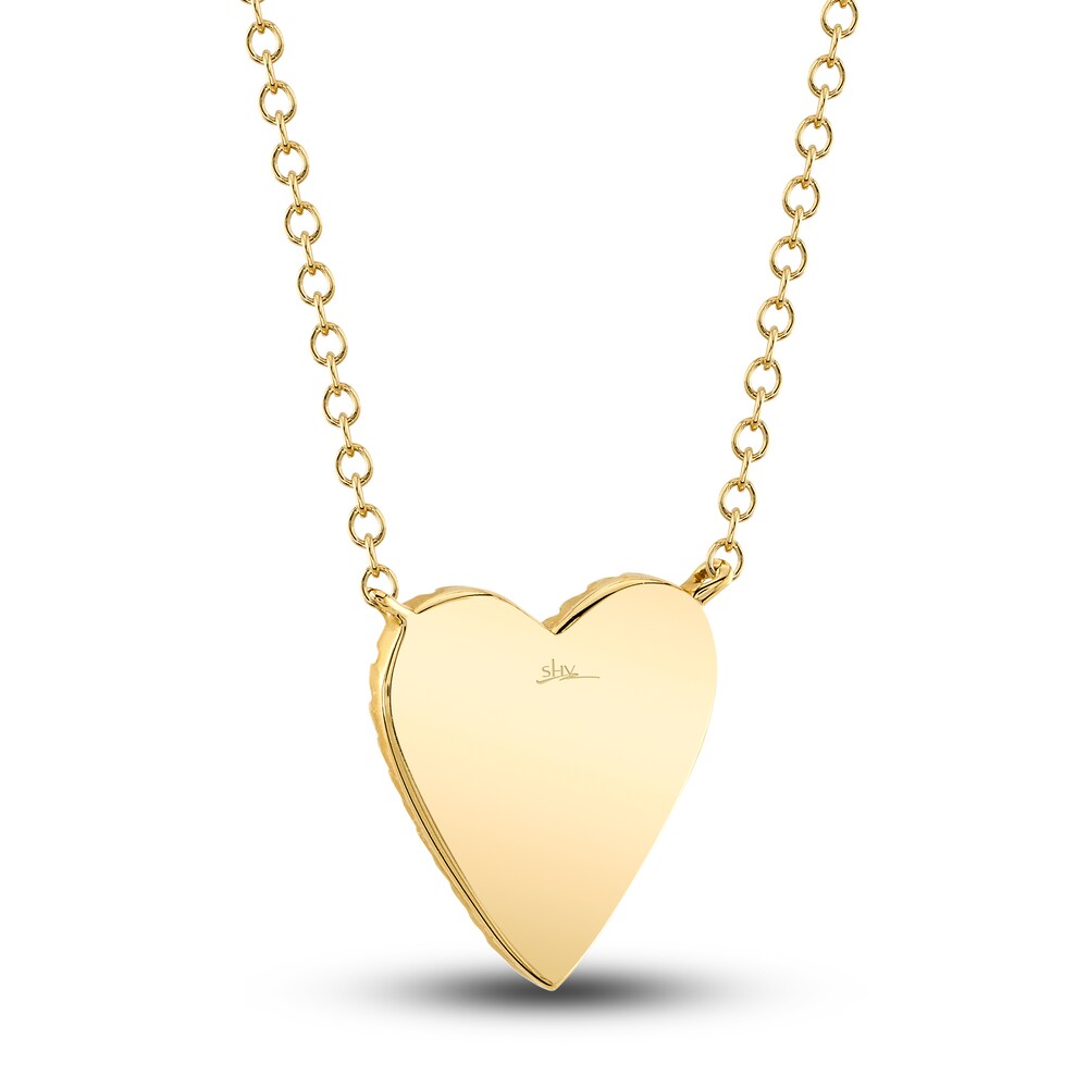 Shy Creation Diamond Heart Necklace 1/15 ct tw Round 14K Yellow Gold 18\" SC55007071 pXcLTvup