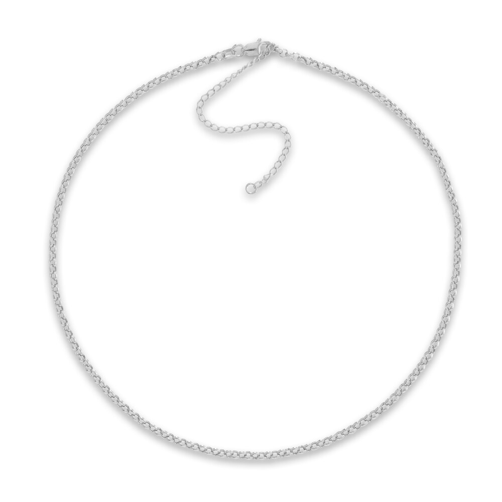 Rolo Chain Choker Necklace 14K White Gold 13\" pZAQHVdI [pZAQHVdI]