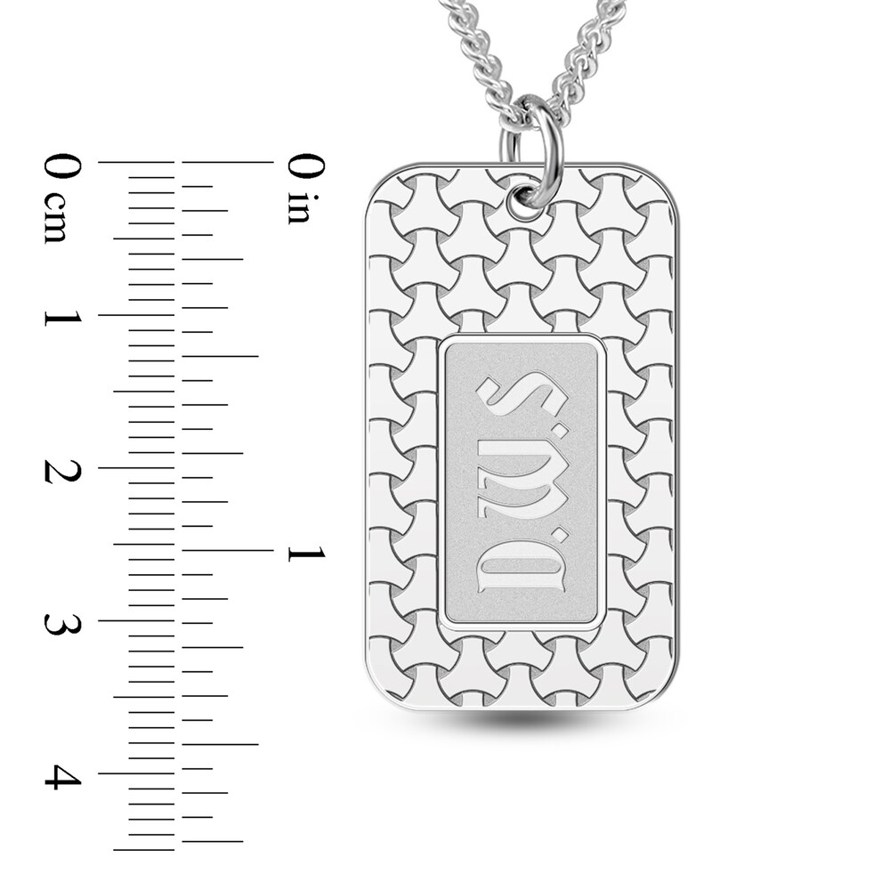 Men\'s Engravable Dog Tag Pendant Necklace Sterling Silver 22\" perugNjD