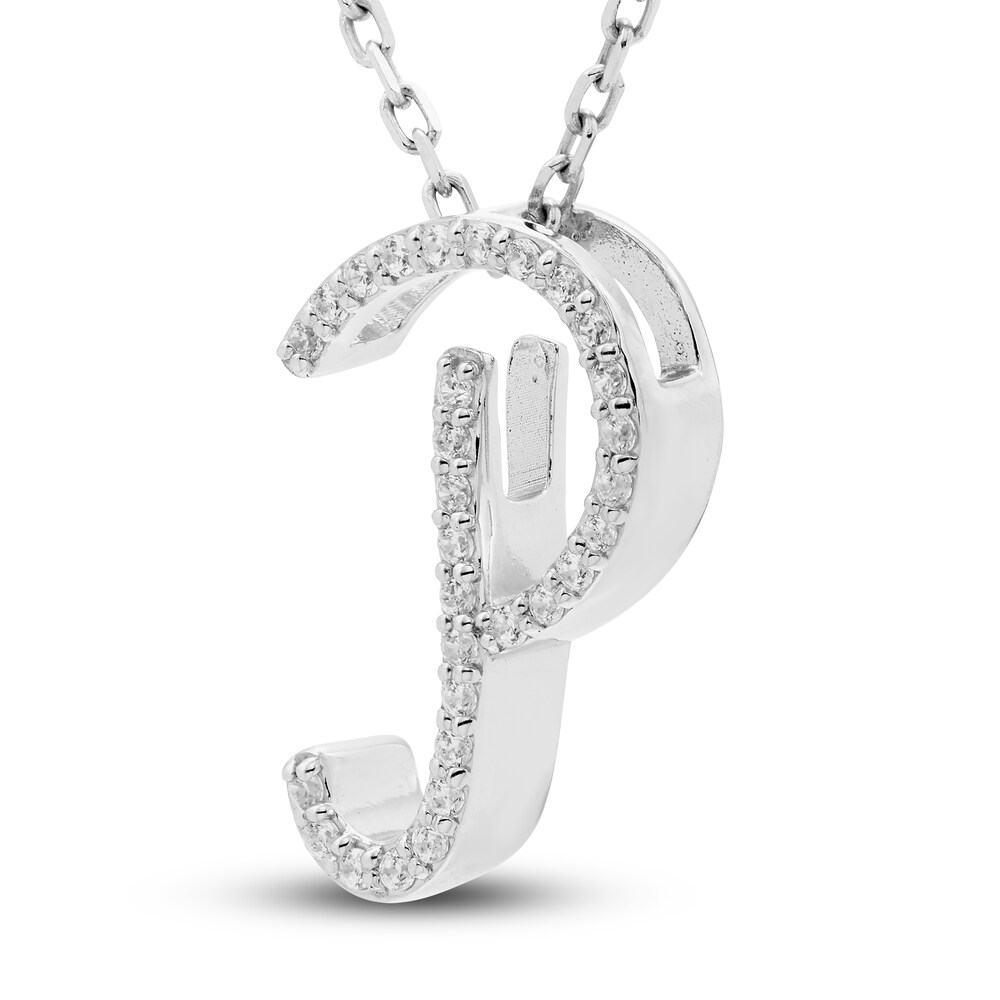 Diamond Initial P Pendant Necklace 1/10 ct tw Round 10K White Gold q42MJroY