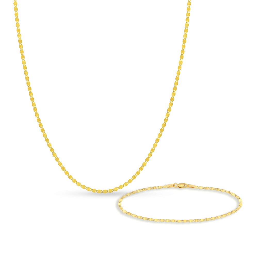 Valentino Chain Necklace/Bracelet Set 14K Yellow Gold 24\" qJHMmr6K