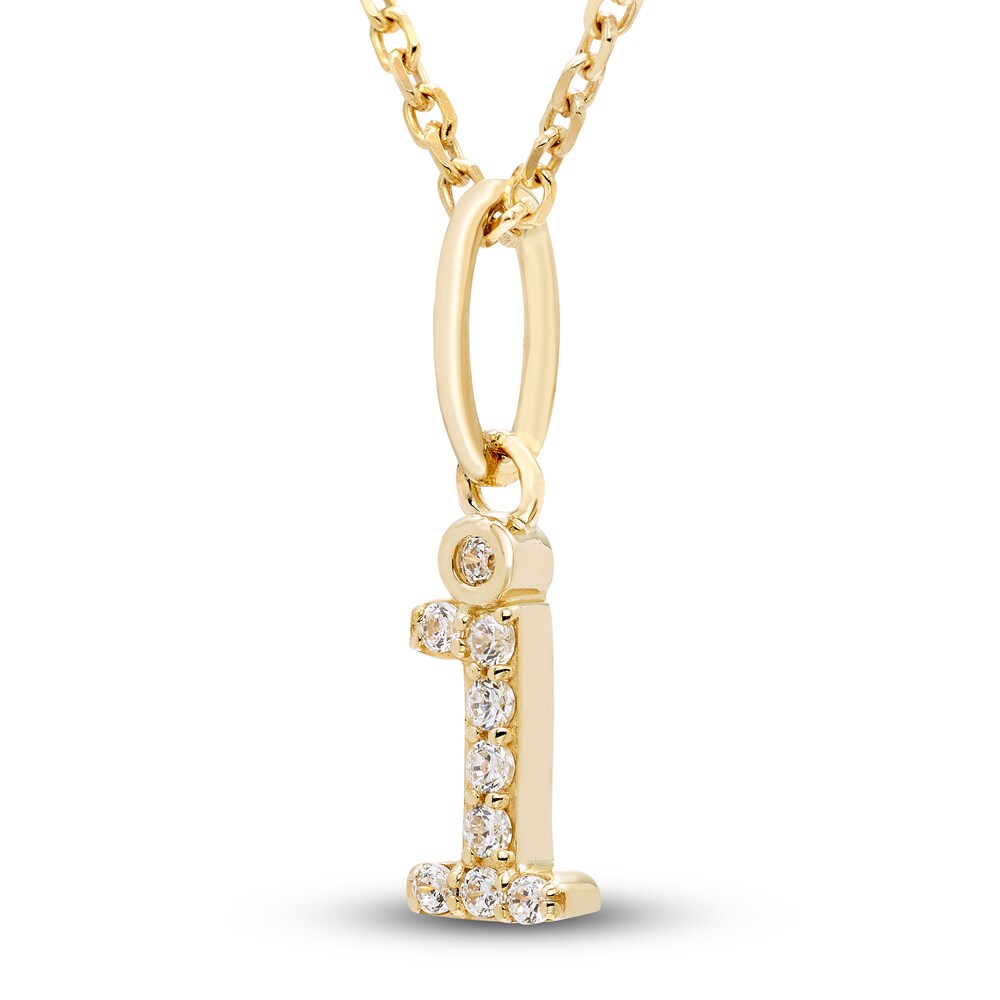 Diamond Initial I Pendant Necklace 1/20 ct tw Round 10K Yellow Gold 18\" qWVVbJz9