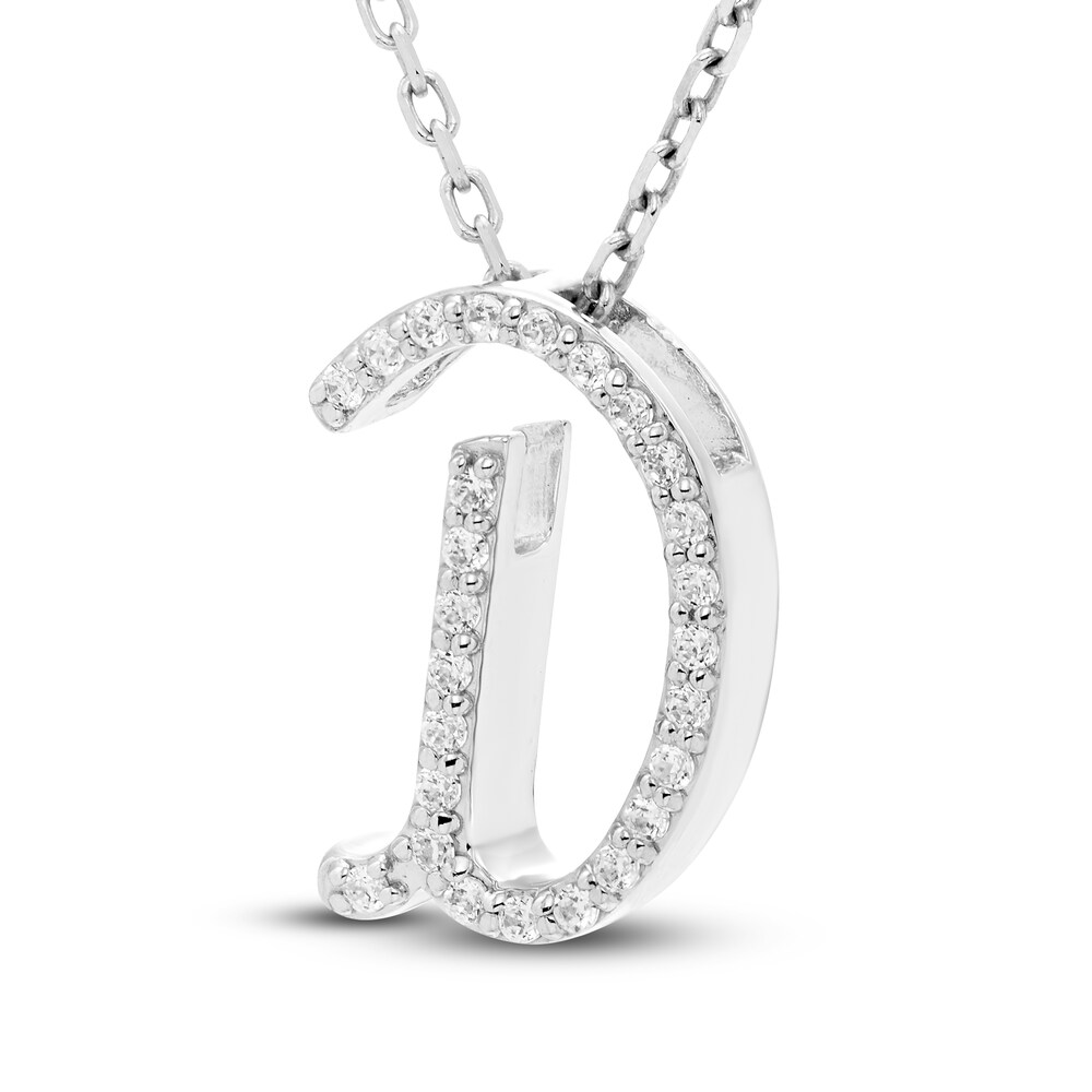 Diamond Letter D Pendant Necklace 1/10 ct tw Round 10K White Gold qgDtFkfG