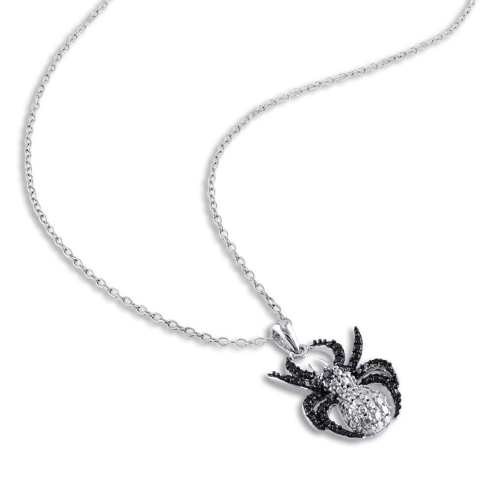 Black Diamond Spider Necklace Diamond Accents Sterling Silver 18\" qv77xJS5