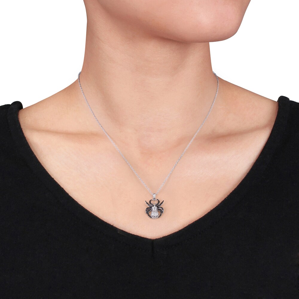 Black Diamond Spider Necklace Diamond Accents Sterling Silver 18\" qv77xJS5