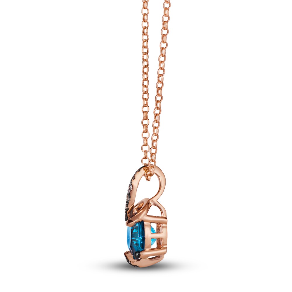 Le Vian Wrapped In Chocolate Natural Blue Topaz Necklace 1/8 ct tw Diamonds 14K Strawberry Gold 19\" qzEWWugg