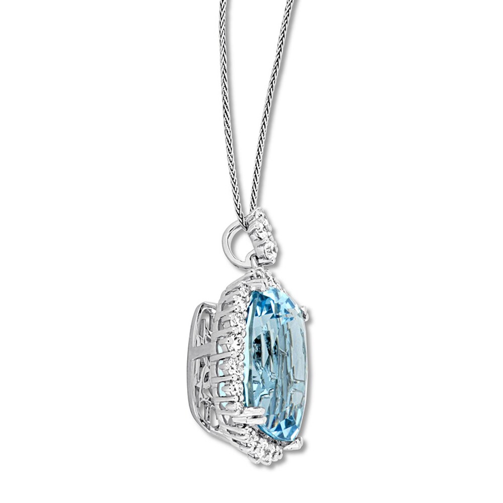 Aquamarine Necklace 1 ct tw Diamonds 14K White Gold r2OkqXwq