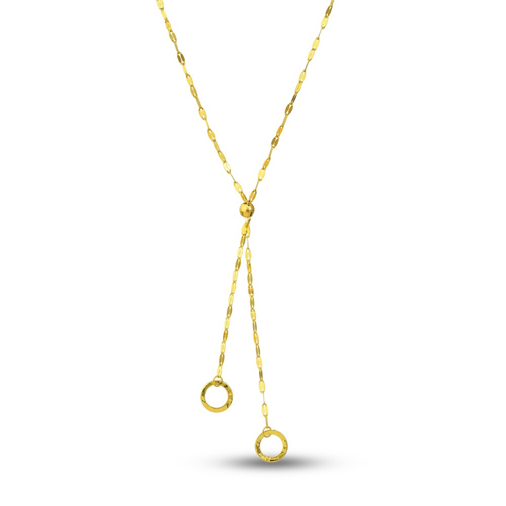 Double Circle Lariat Necklace 14K Yellow Gold 16\" rdT0h881 [rdT0h881]