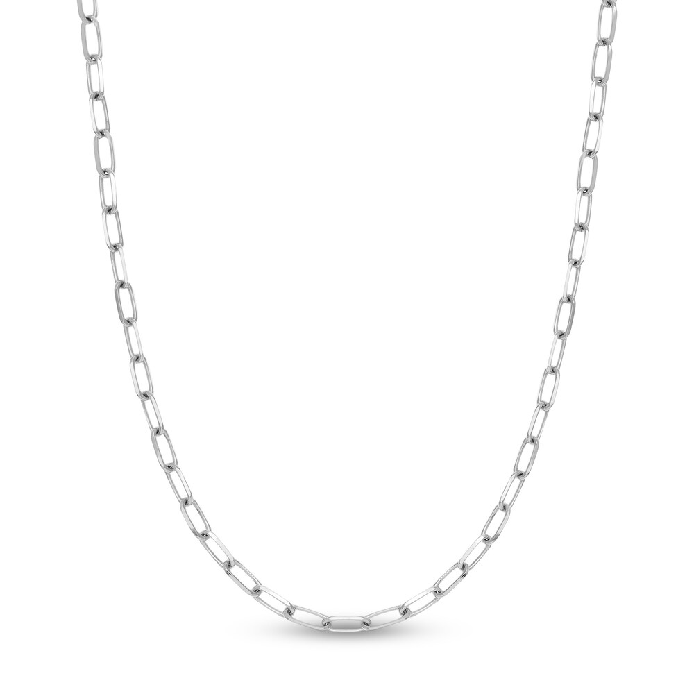 Paper Clip Chain Necklace 14K White Gold 18\" rds2Doij
