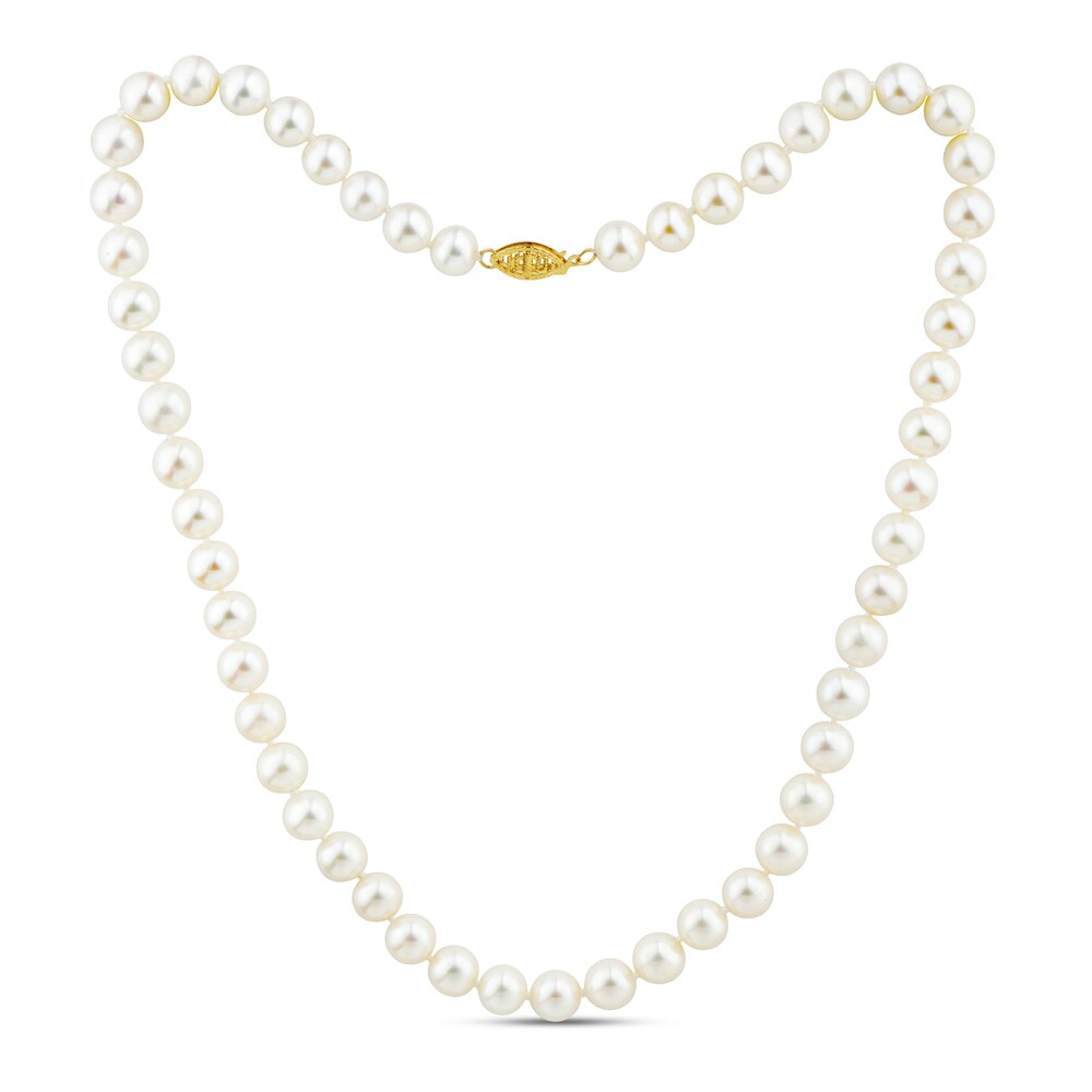 Cultured Pearl Necklace 14K Yellow Gold 20\" rhlR1Zdc