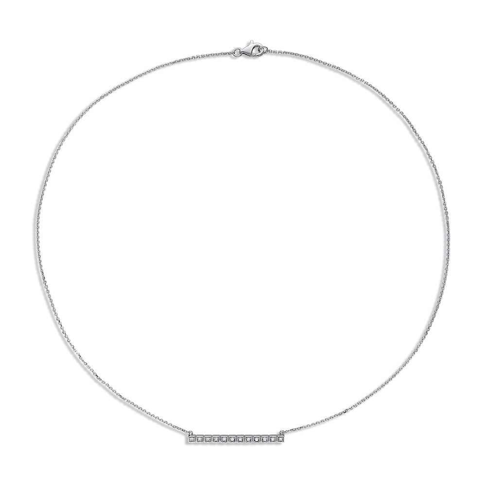 Diamond Bar Necklace 1/10 ct tw Round 14K White Gold 16\" rpPR8rhd