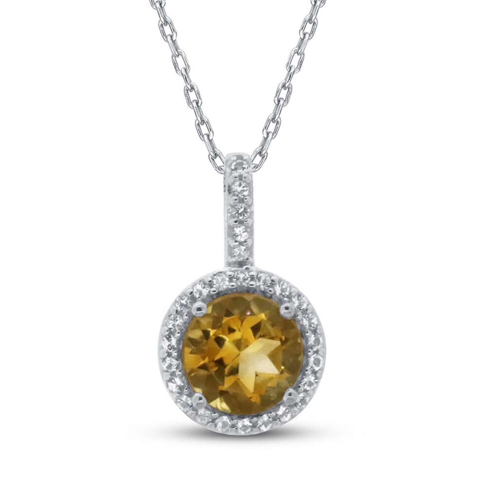 Citrine & White Topaz Necklace 10K White Gold s5KhqFCY