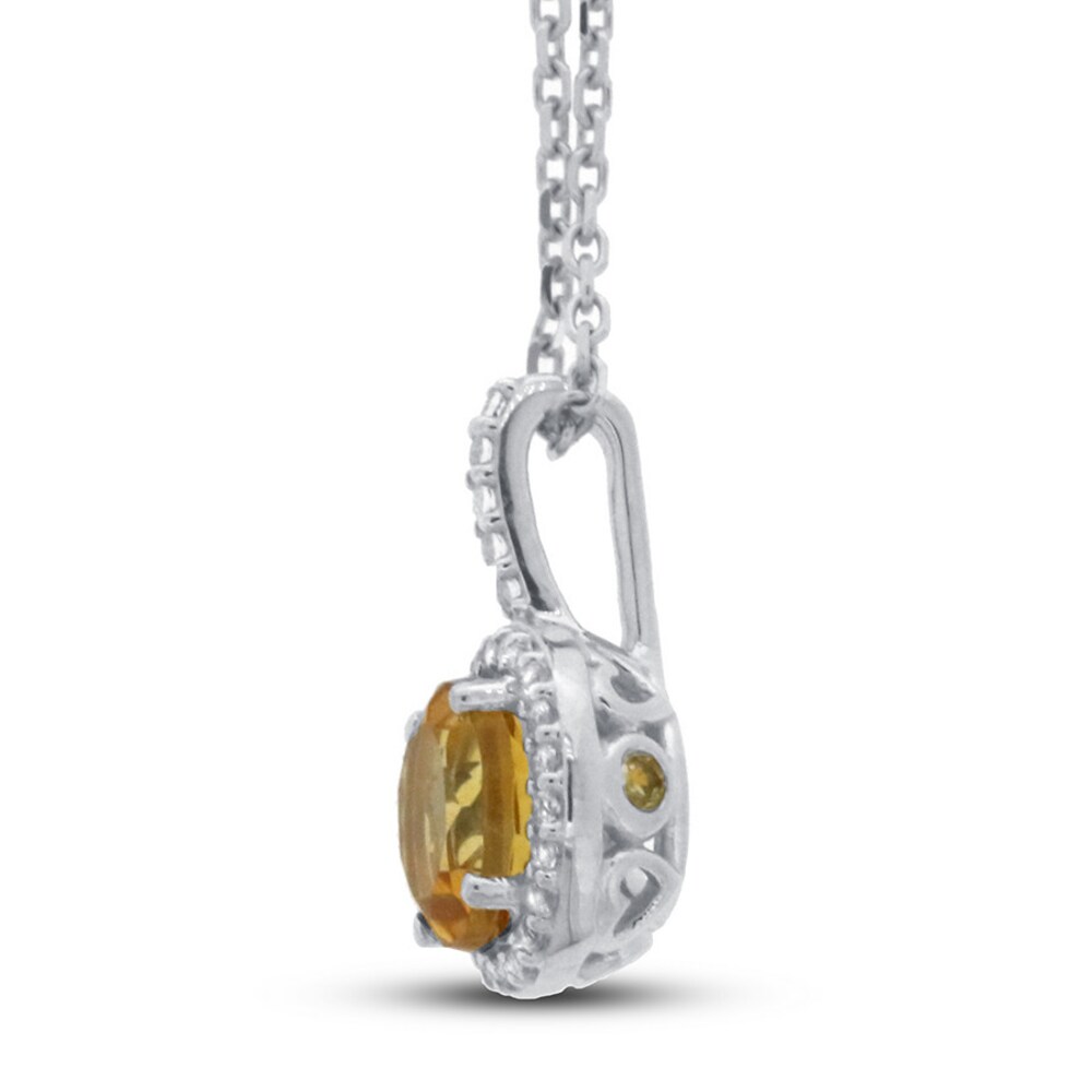 Citrine & White Topaz Necklace 10K White Gold s5KhqFCY