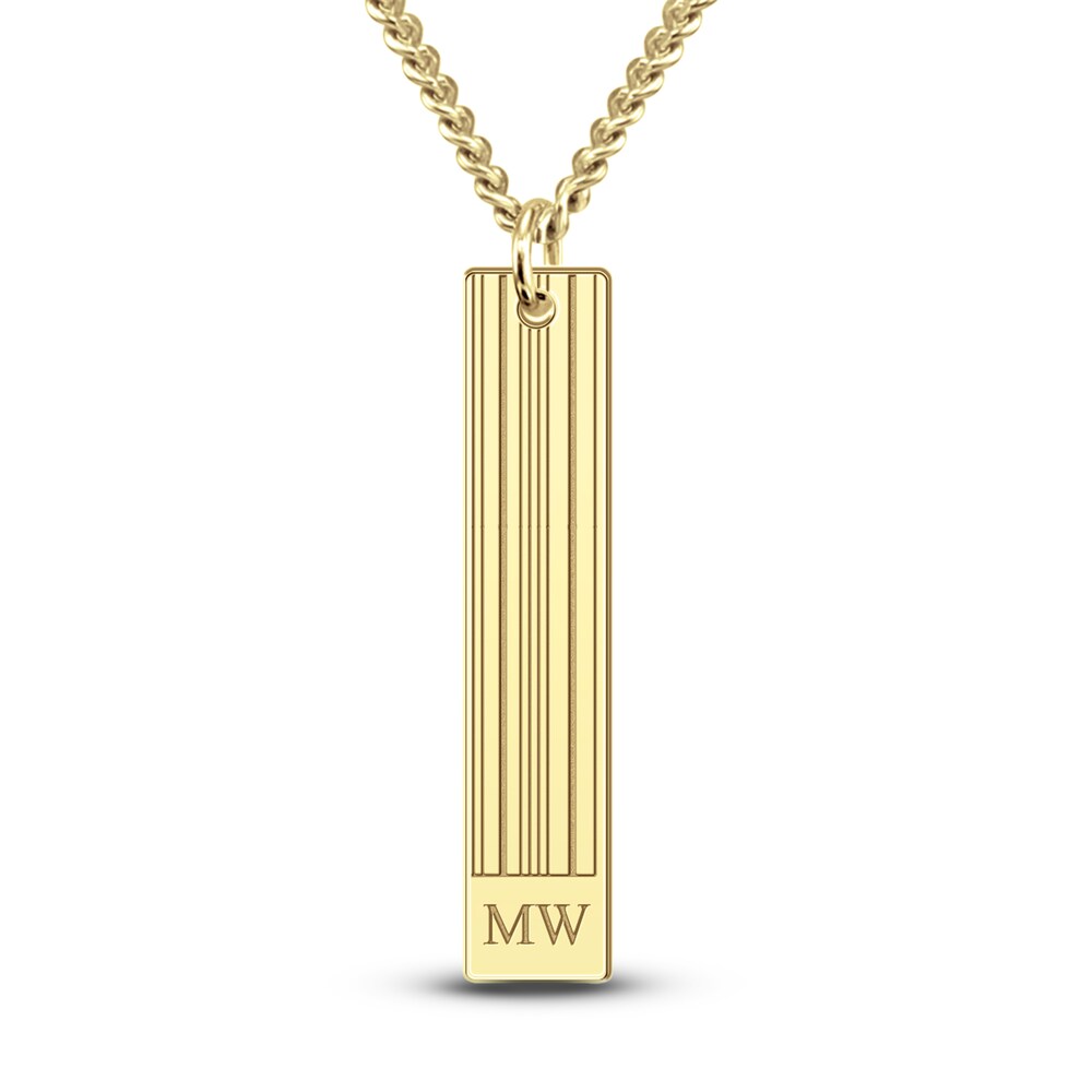 Men\'s Engravable Pendant Necklace 10K Yellow Gold-Plated Sterling Silver 22\" sPspC8ZU
