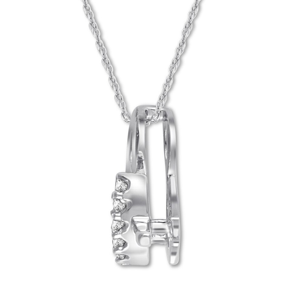 Diamond Ampersand Necklace 1/20 ct tw Round-cut 14K White Gold swkxjyR8