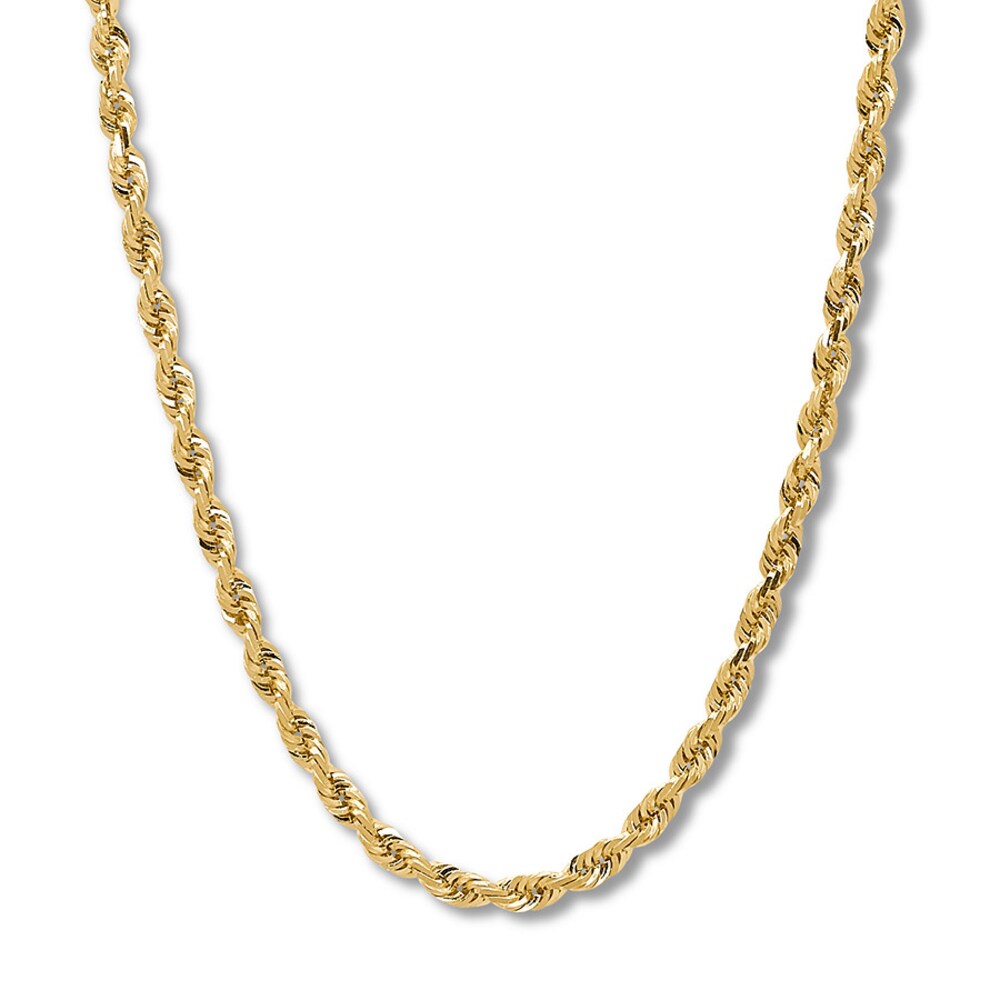 Glitter Rope Chain Necklace 10K Yellow Gold 24\" Length tDJvsXaU