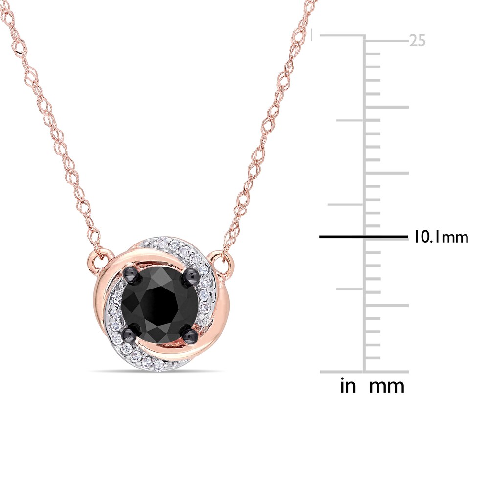 Black & White Diamond Swirl Necklace 1 ct tw Round 10K Rose Gold 17\" tGqETXxr