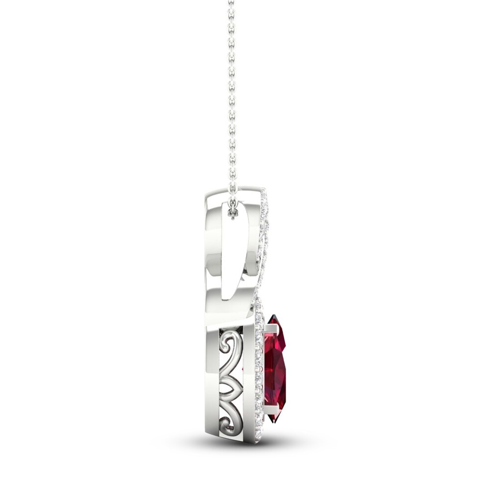 Lab-Created Ruby & Lab-Created White Sapphire Necklace 10K White Gold 18\" tQmt6Pm1