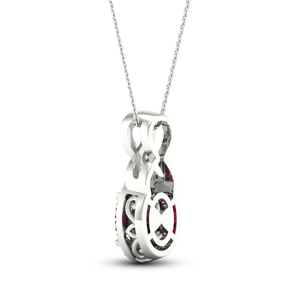 Lab-Created Ruby & Lab-Created White Sapphire Necklace 10K White Gold 18\" tQmt6Pm1