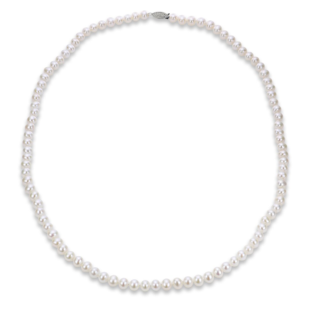 Cultured Akoya Pearl Necklace 14K White Gold 24" tRGcftla