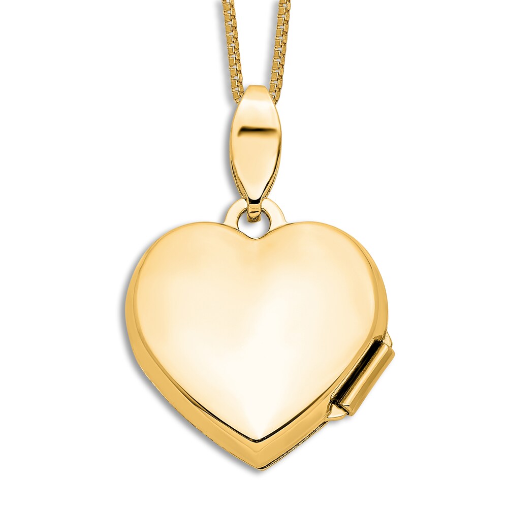 Heart Pendant Locket Necklace Diamond Accents 14K Yellow Gold 18\" tV2q6u7t