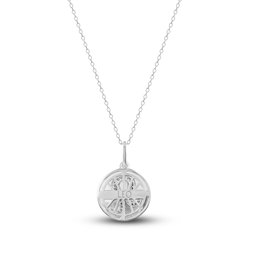 Diamond Leo Zodiac Pendant Necklace 1/10 ct tw Round 14K White Gold toxI3Jep