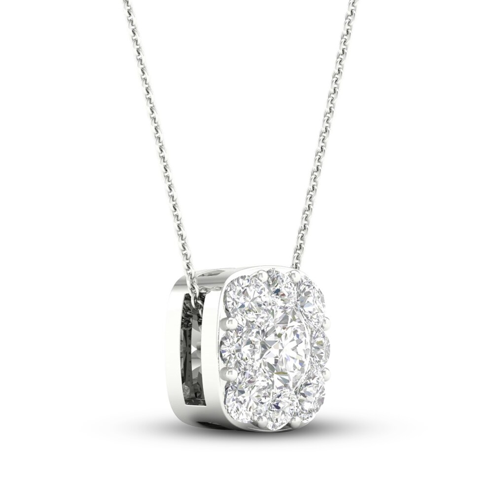 Lab-Created Diamond Necklace 7/8 ct tw Round 14K White Gold txD5VLBH