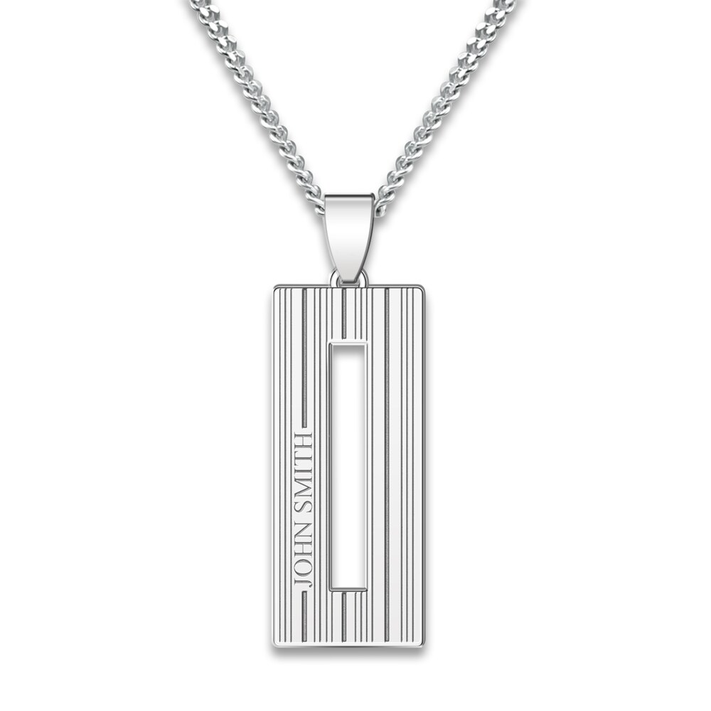 Men\'s Engravable Pendant Necklace Sterling Silver 22\" txObHznr [txObHznr]