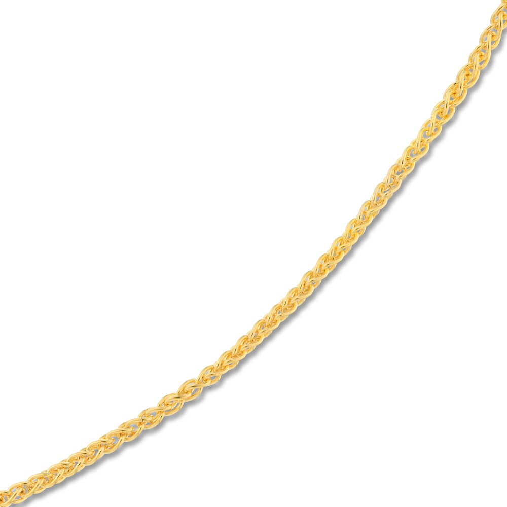 Round Wheat Chain Necklace 18K Yellow Gold 18\" u1rRxpx2