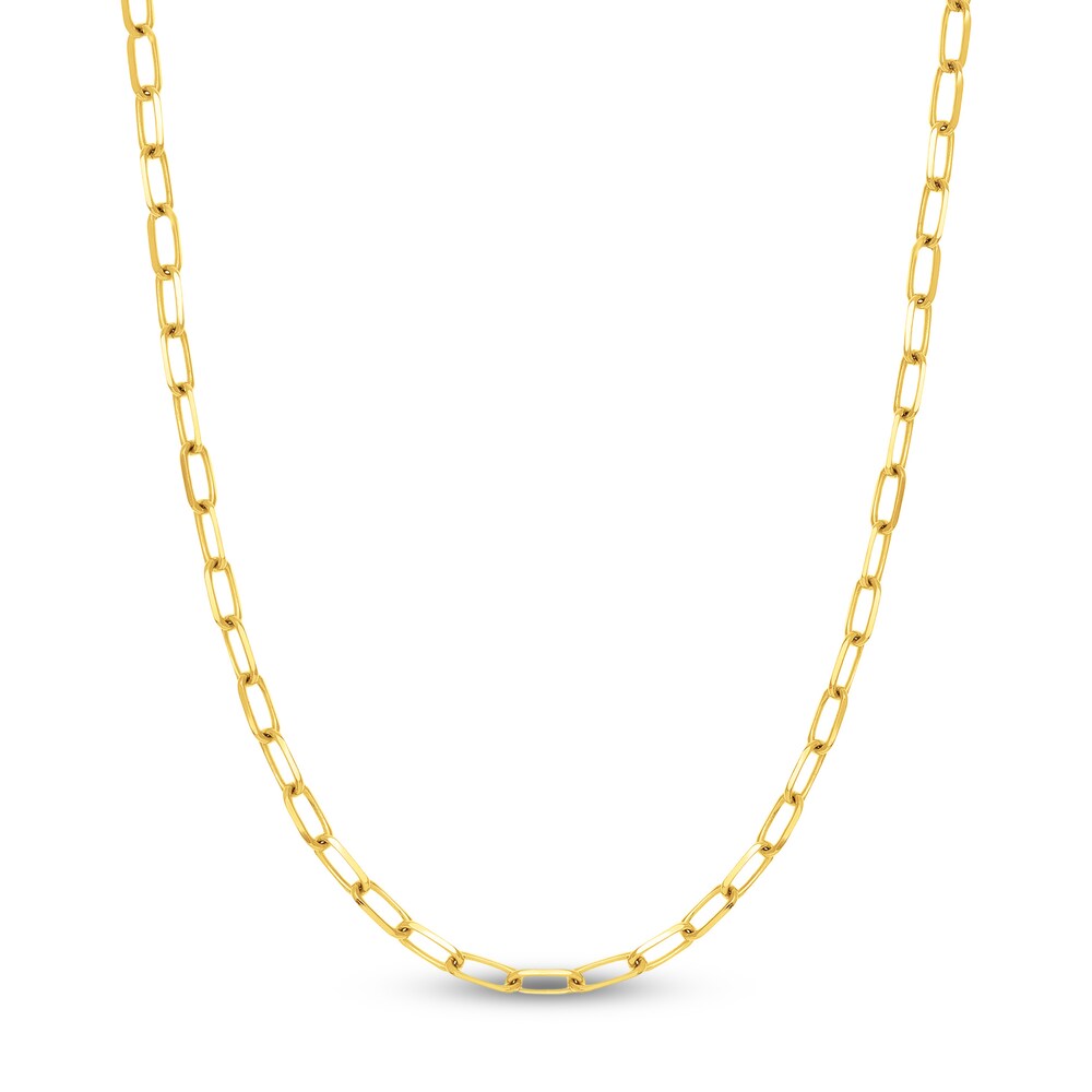 Paper Clip Chain Necklace 14K Yellow Gold 18\" uEH8awcG [uEH8awcG]